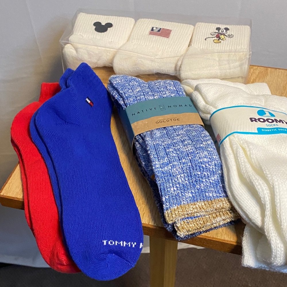 Tommy Hilfiger Men's Vibrant Red and Blue Socks plus Disney plus others